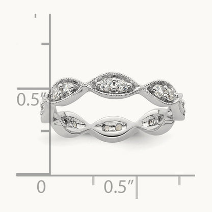 Polished Vintage Pave Diamond Eternity Band, 14K Gold in 14K White Gold