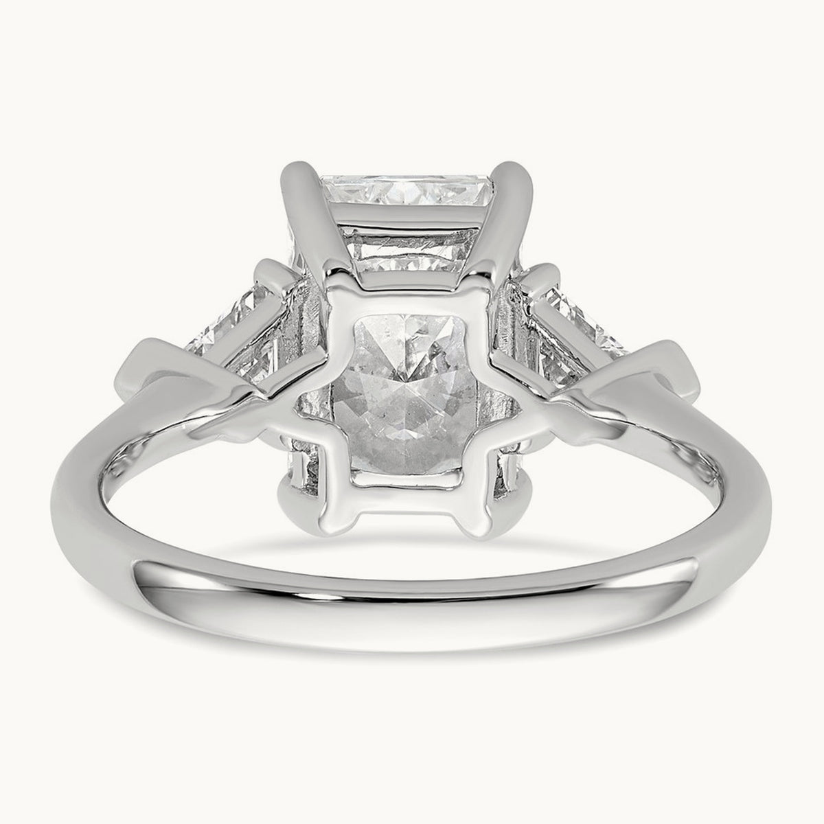 Radiant & Triangle Engagement Ring, 1.25-3.50 ct tw Lab-Grown Diamond — 3 1/8 ct, 14K White Gold