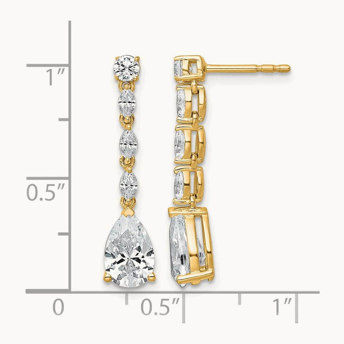 Fashion Dangle Post Earrings, 2.50 ct tw Lab-Grown Diamond — 14K Yellow Gold