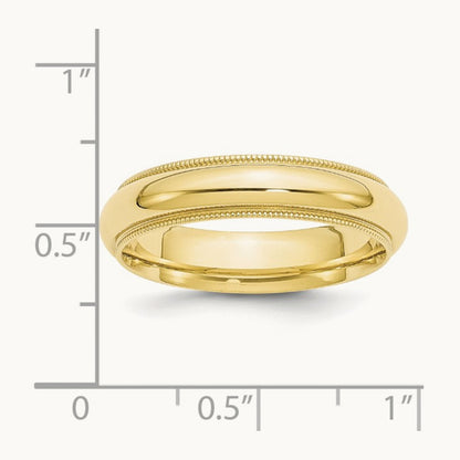 Milgrain Comfort Fit Band, 5mm, 10K Yellow Gold