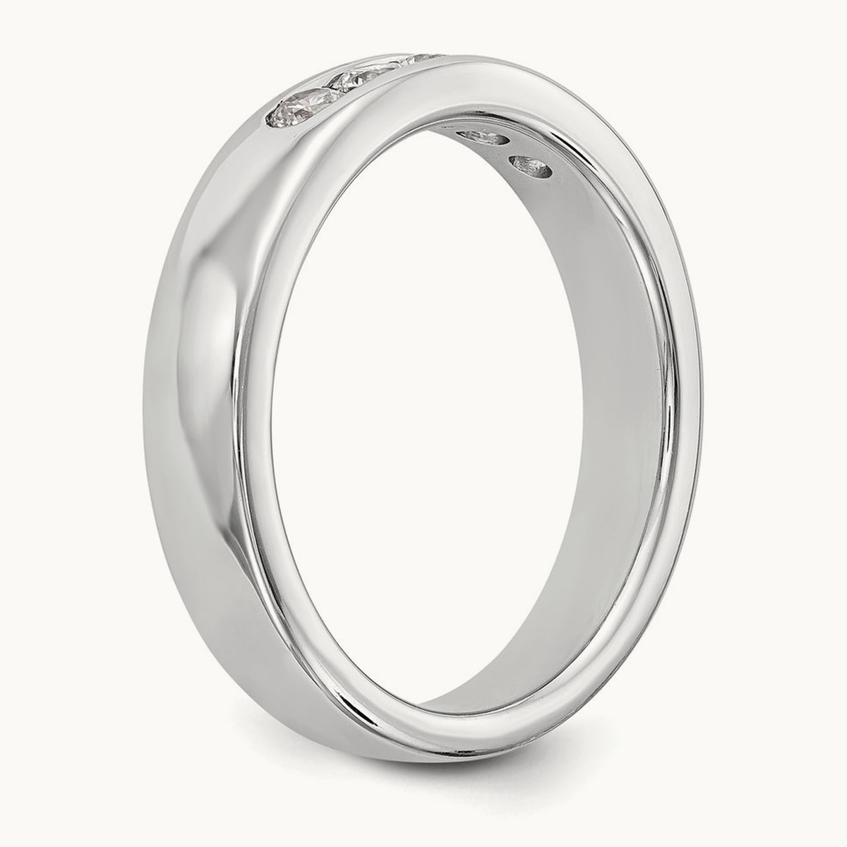5-Stone Diamond Channel Band, 14K White Gold