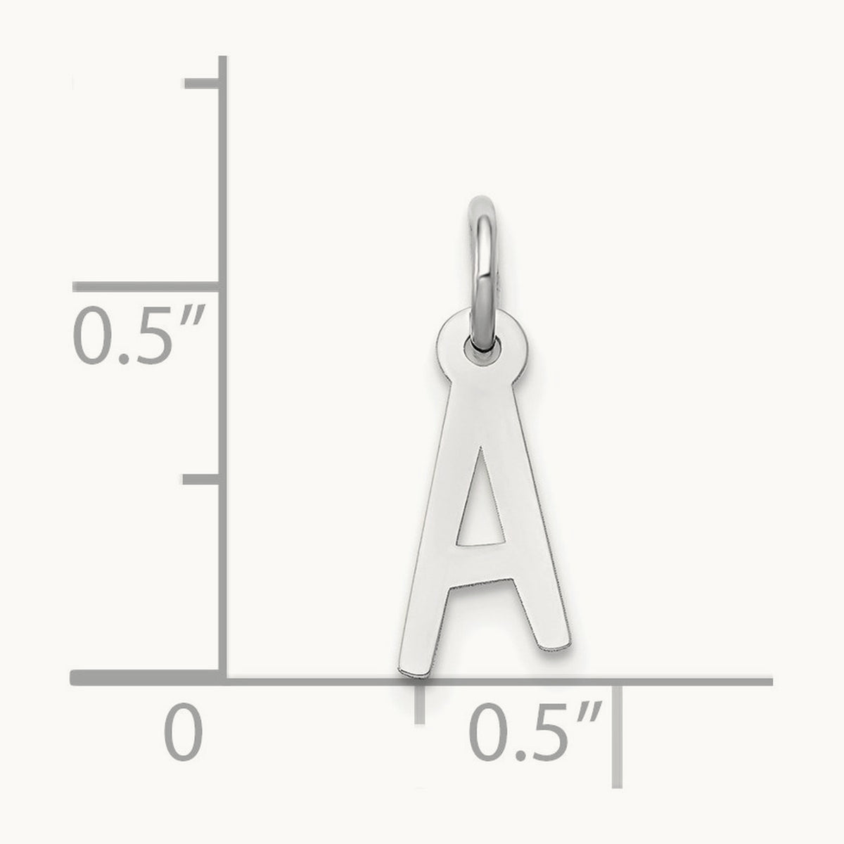 Small Slanted Block Initial Charm — 14K White Gold, A