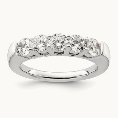 5-Stone Diamond Band, 14K White Gold