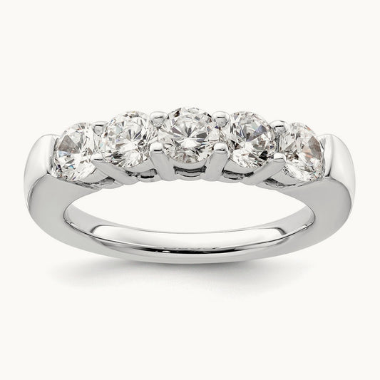 5-Stone Diamond Band, 14K White Gold
