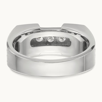 14ktt IBGoodman Men's Polished & Grooved 5-Stone Diamond Ring