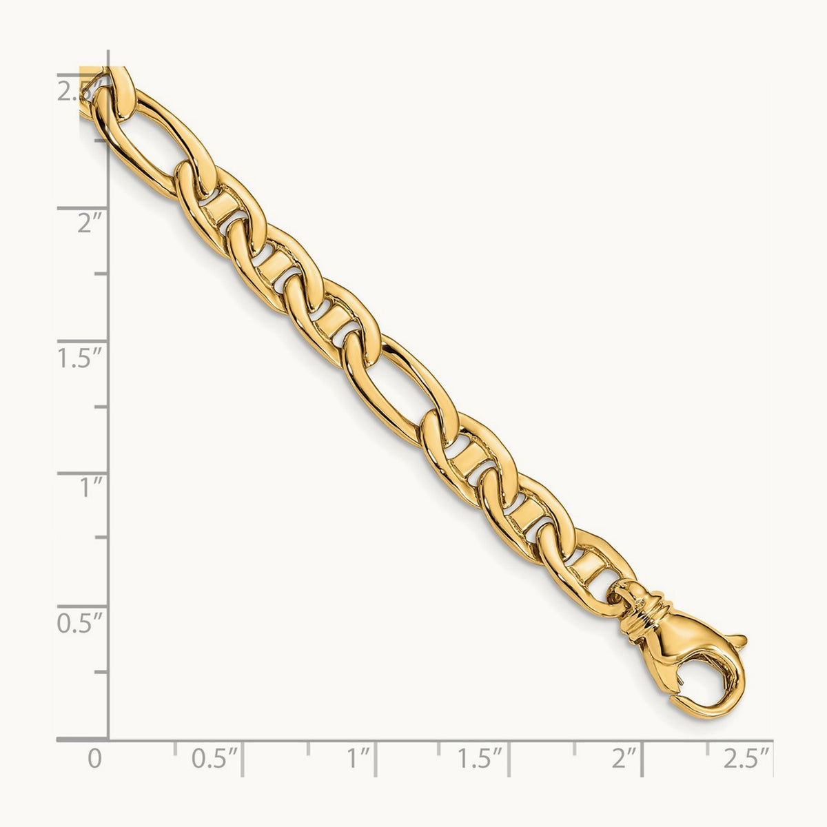 Solid Hand-polished 3 & 1 Flat Anchor Chain, 6.5mm, 14K