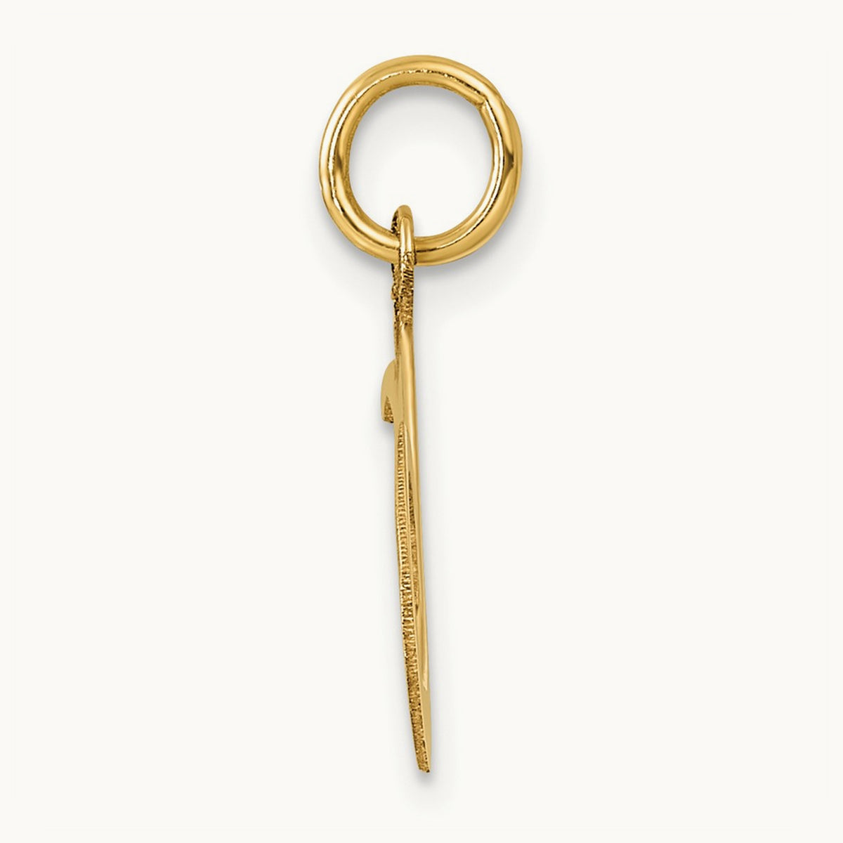 Medium Fancy Script Initial Charm — 14K Yellow Gold, N