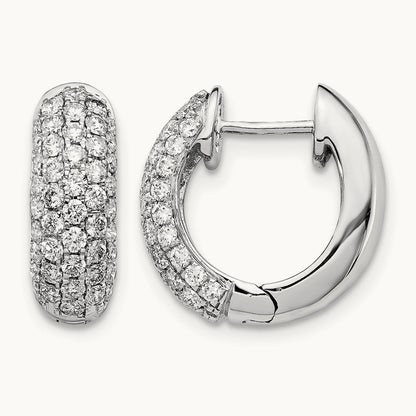 Diamond Hinged Hoop Earrings, 14K White Gold