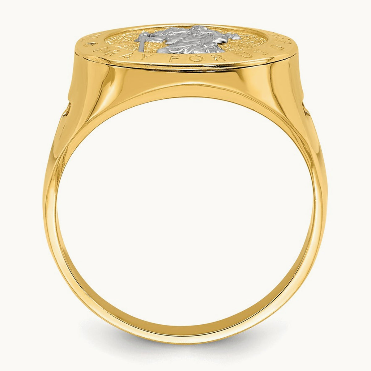 w/Rhodium Saint Christopher Ring, 14K
