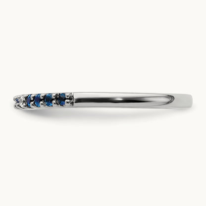 Diamond and Sapphire Band, 14K White Gold