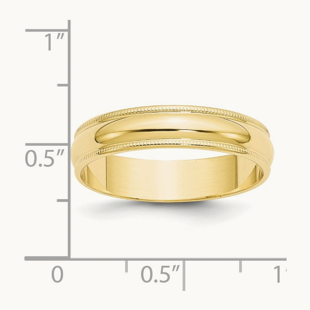 Lightweight Milgrain Half Round Band, 5mm, 10K Yellow Gold