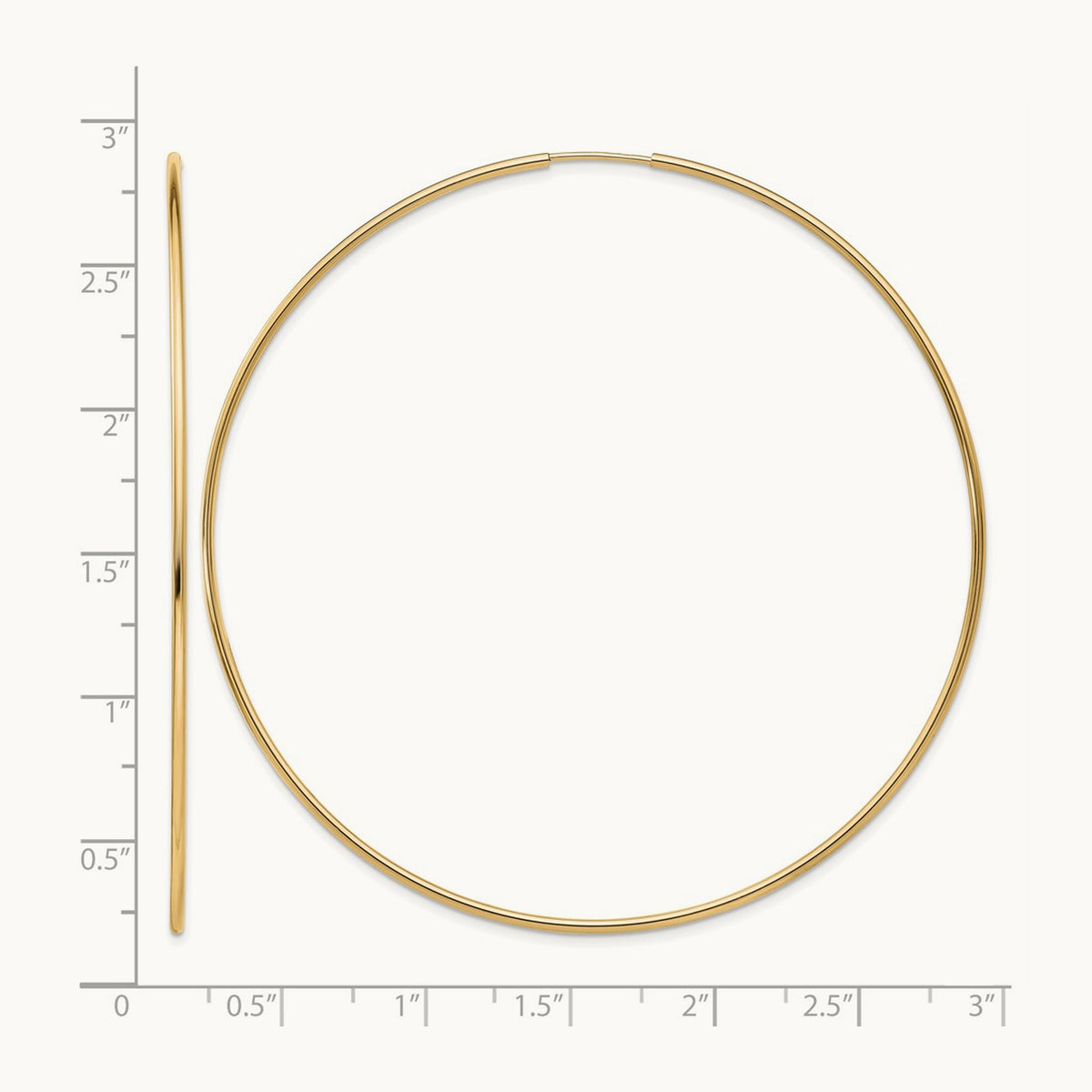 Polished Endless Tube Hoop Earrings, 1.20mm, 14K
