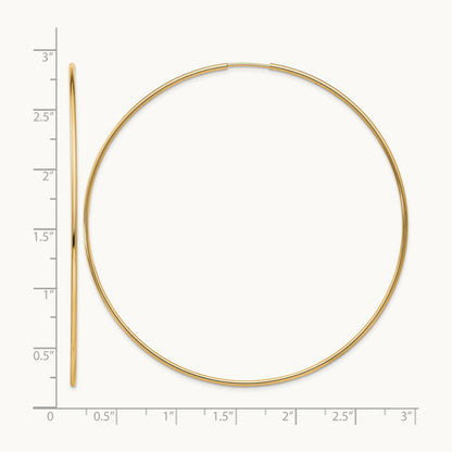 Polished Endless Tube Hoop Earrings, 1.20mm, 14K