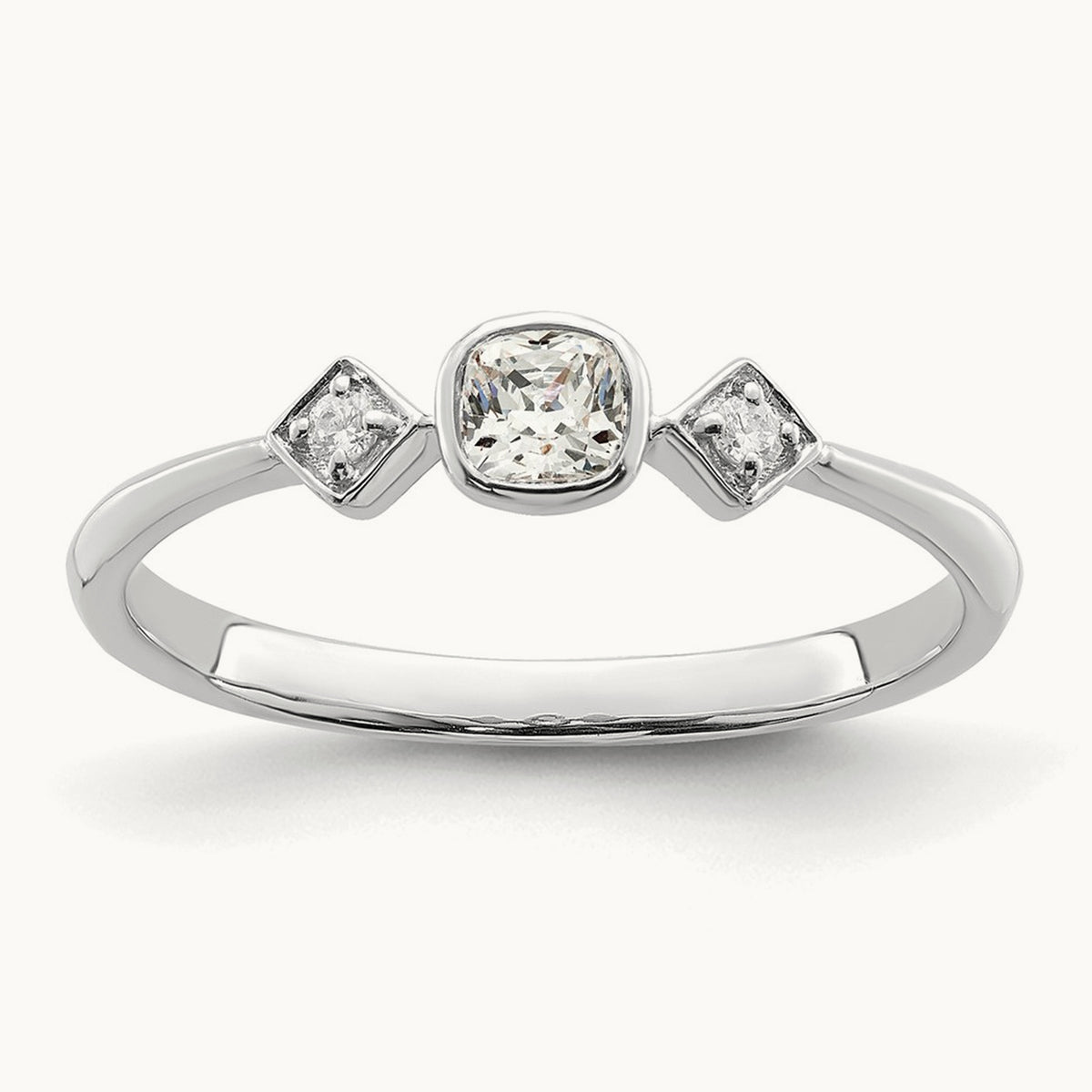 Petite Cushion Ring — 14K White Gold, 7