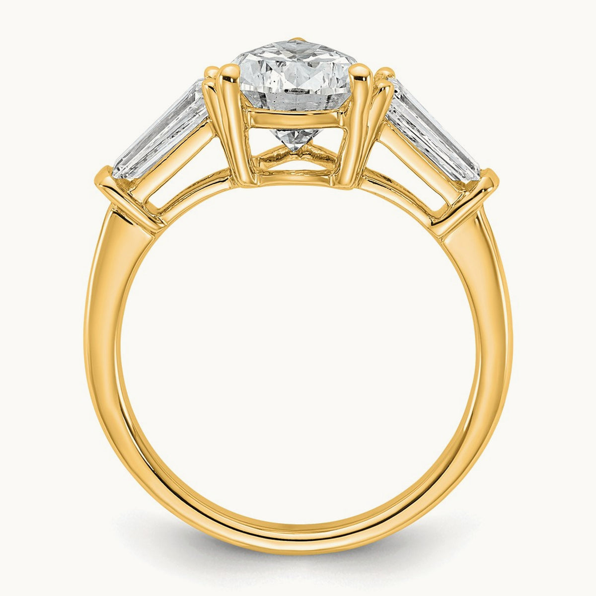 Pear/Baguette Engagement Ring — 14K Yellow Gold, 3 1/3 ct, 7