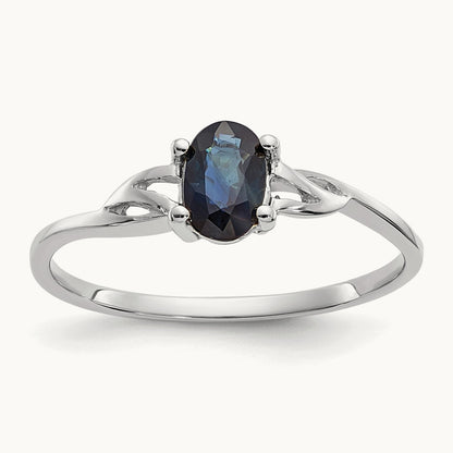 Sapphire Birthstone Ring, 14K White Gold