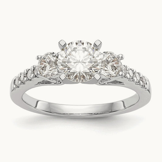 Lab-Grown Diamond 3-Stone Peg Set Semi-Mount Engagement Ring — 1/6 ct, Standard, 7