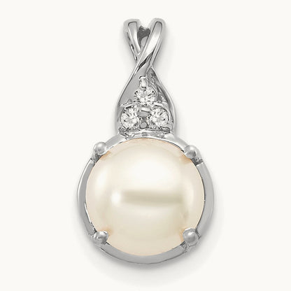 Freshwater Cultured Pearl and Diamond Pendant — 14K White Gold, 13.5mm