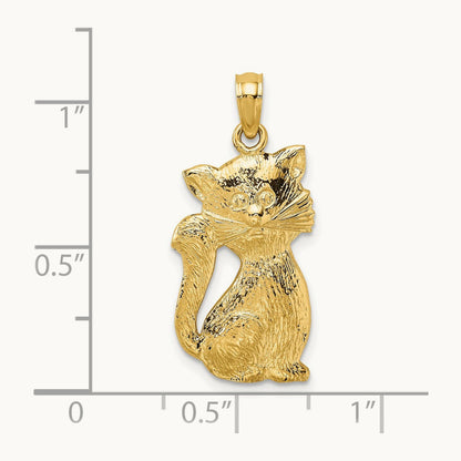 Sitting Cat Charm, 14K
