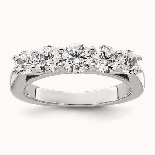5-Stone Diamond Semi-Mount Band, 14K White Gold