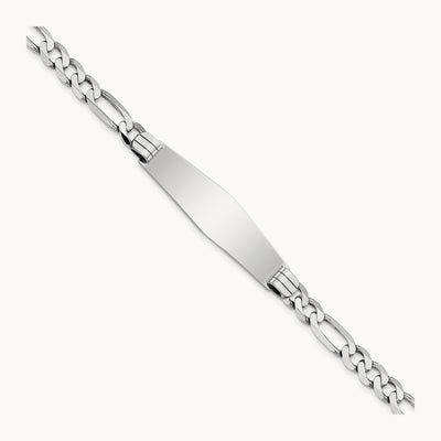 WG Figaro Link Soft Diamond Shape ID Bracelet, 14K