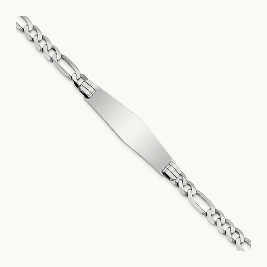 WG Figaro Link Soft Diamond Shape ID Bracelet, 14K