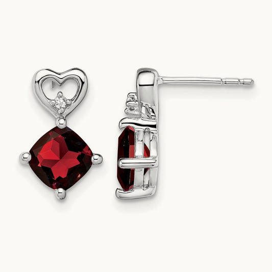 Garnet and Diamond Heart Earrings — photo set