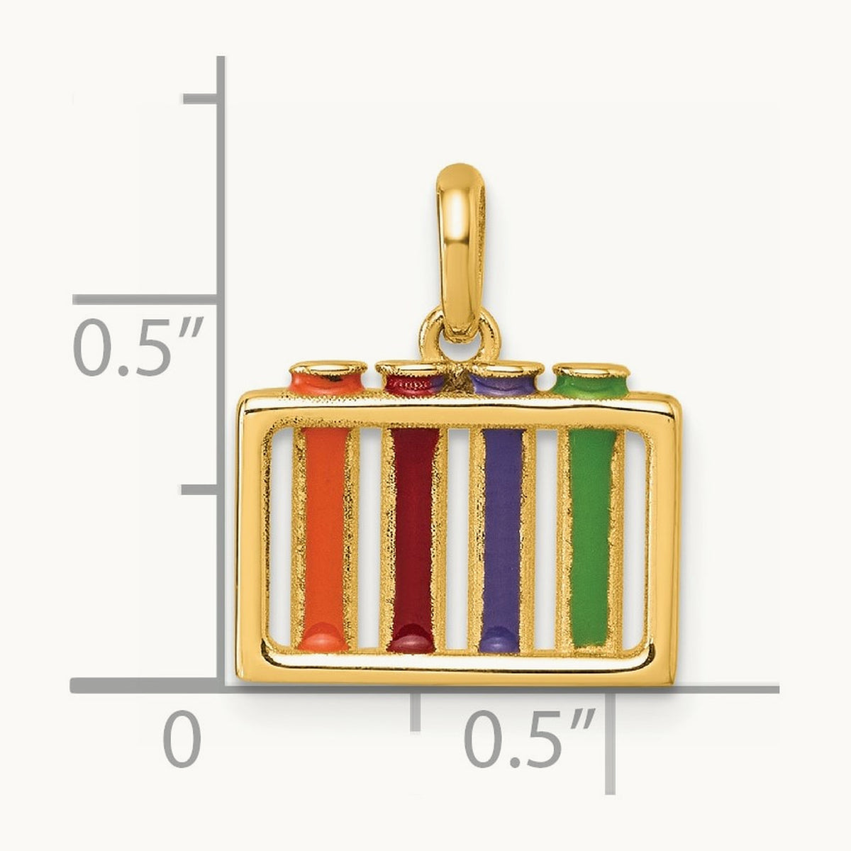 Polished Enameled Test Tubes Pendant, 14K