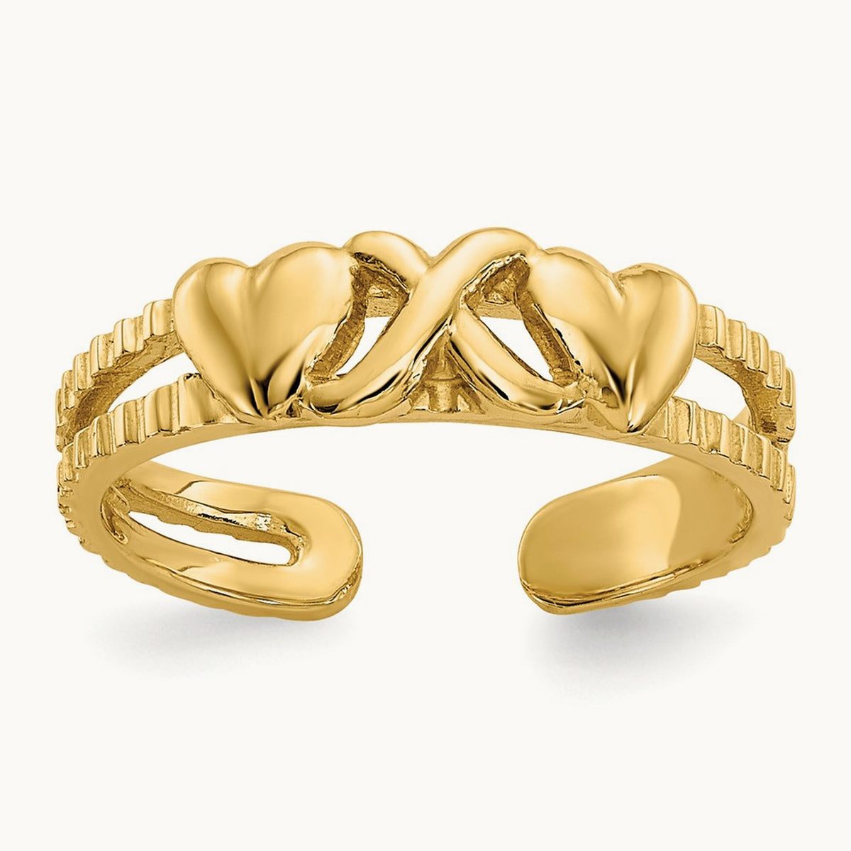 Hearts and X Toe Ring, 14K