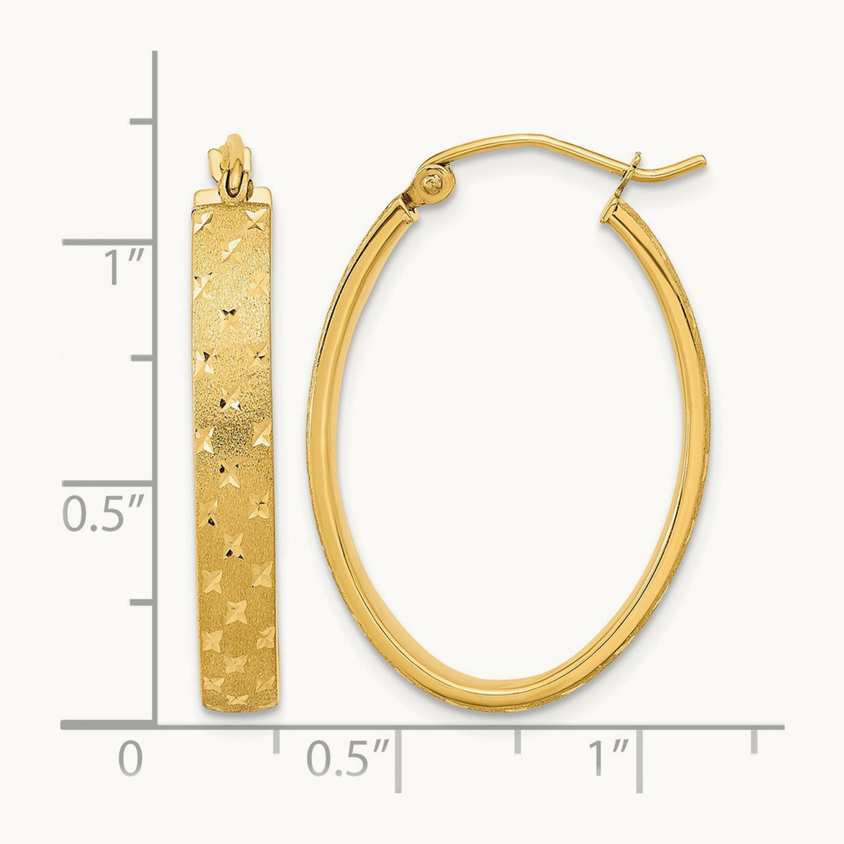 Polished Satin Diamond-cut Hoop Earrings — 14K Yellow Gold, 20.75mm