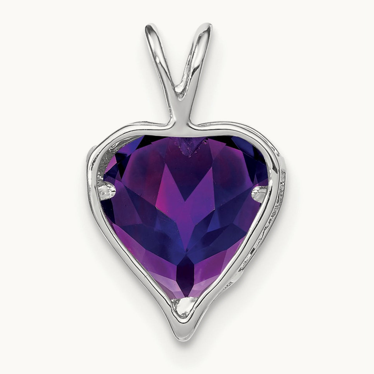 Amethyst and Diamond MOM Heart Pendant, 14K White Gold