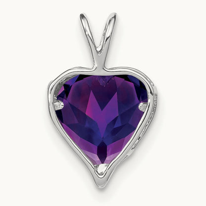 Amethyst and Diamond MOM Heart Pendant, 14K White Gold