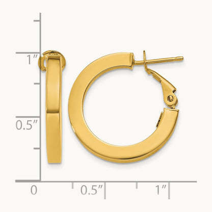 Square Tube Round Hoop Earrings, 3mm, 14K
