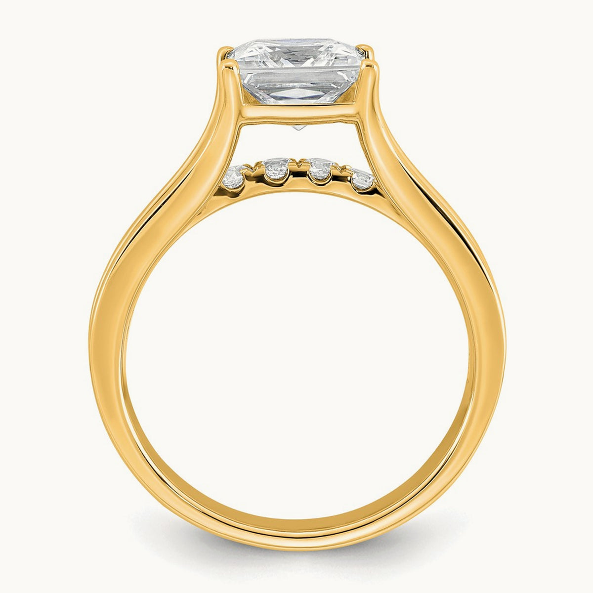 Princess Engagement Ring, 1.75-3.00 ct tw Lab-Grown Diamond — 2 1/2 ct, 14K Yellow Gold