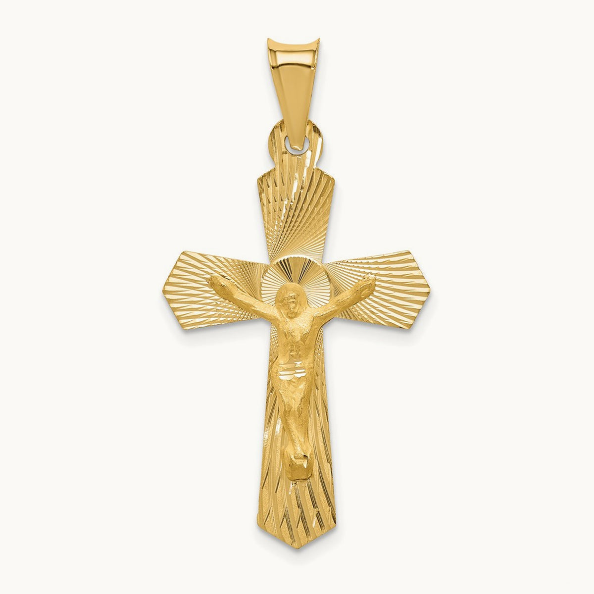 Polished Satin and D/C Crucifix Pendant, 14K