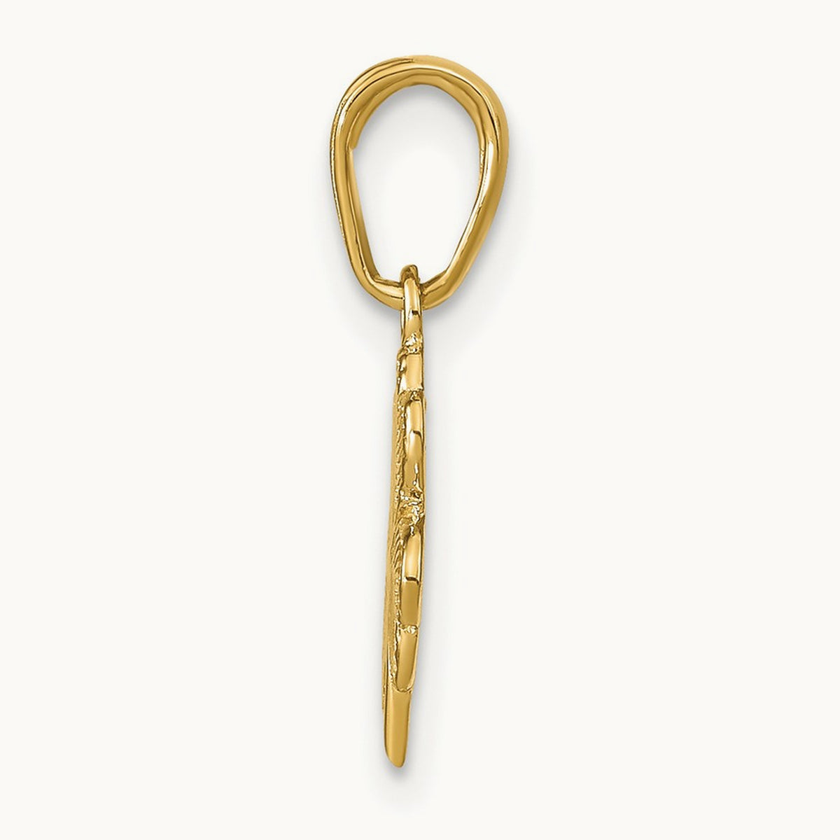 Polished and Textured 4-Leaf Clover Pendant, 14K