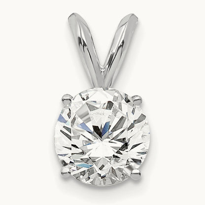 Four-Prong Solitaire Pendant, 0.25-1.00 ct Lab-Grown Diamond — 14K White Gold