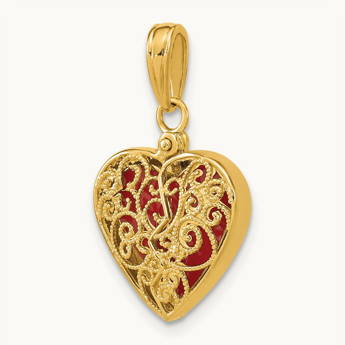 3-D Reversible Heart Opens Charm, 14K
