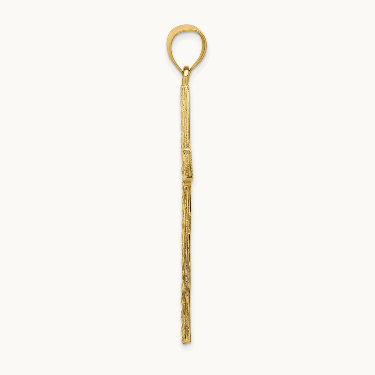 Polished and Textured Diamond-cut Latin Cross Pendant, 14K