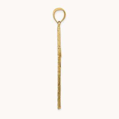 Polished and Textured Diamond-cut Latin Cross Pendant, 14K