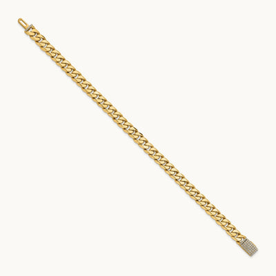 Hand-polished Miami Cuban Diamond Clasp Bracelet, 7mm, 14K