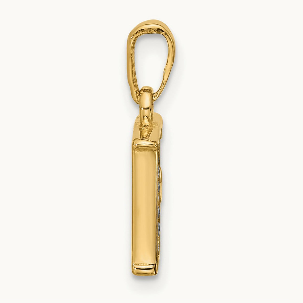 Diamond Letter F Initial Pendant, 14K with Rhodium