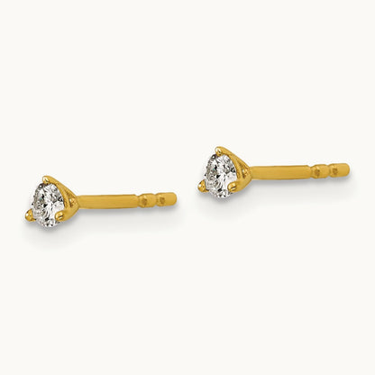 Round Stud Earrings, 0.10-6.00 ct tw Lab-Grown Diamond — 1/6 ct, 14K Yellow Gold