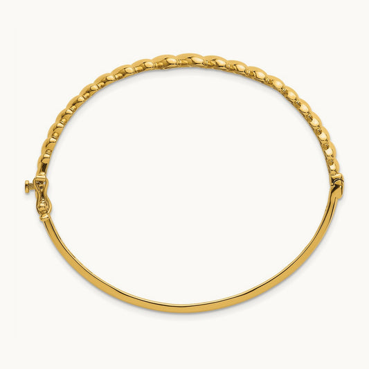 Polished Graduated Oval Fancy Hinged Bangle, 14K