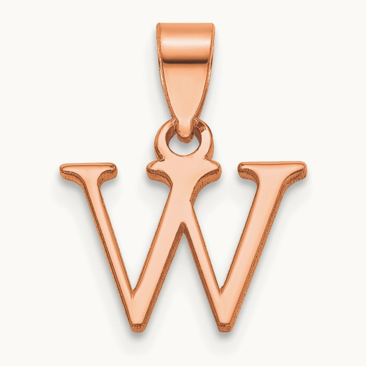 Polished Block Initial Pendant — 14K Rose Gold, W