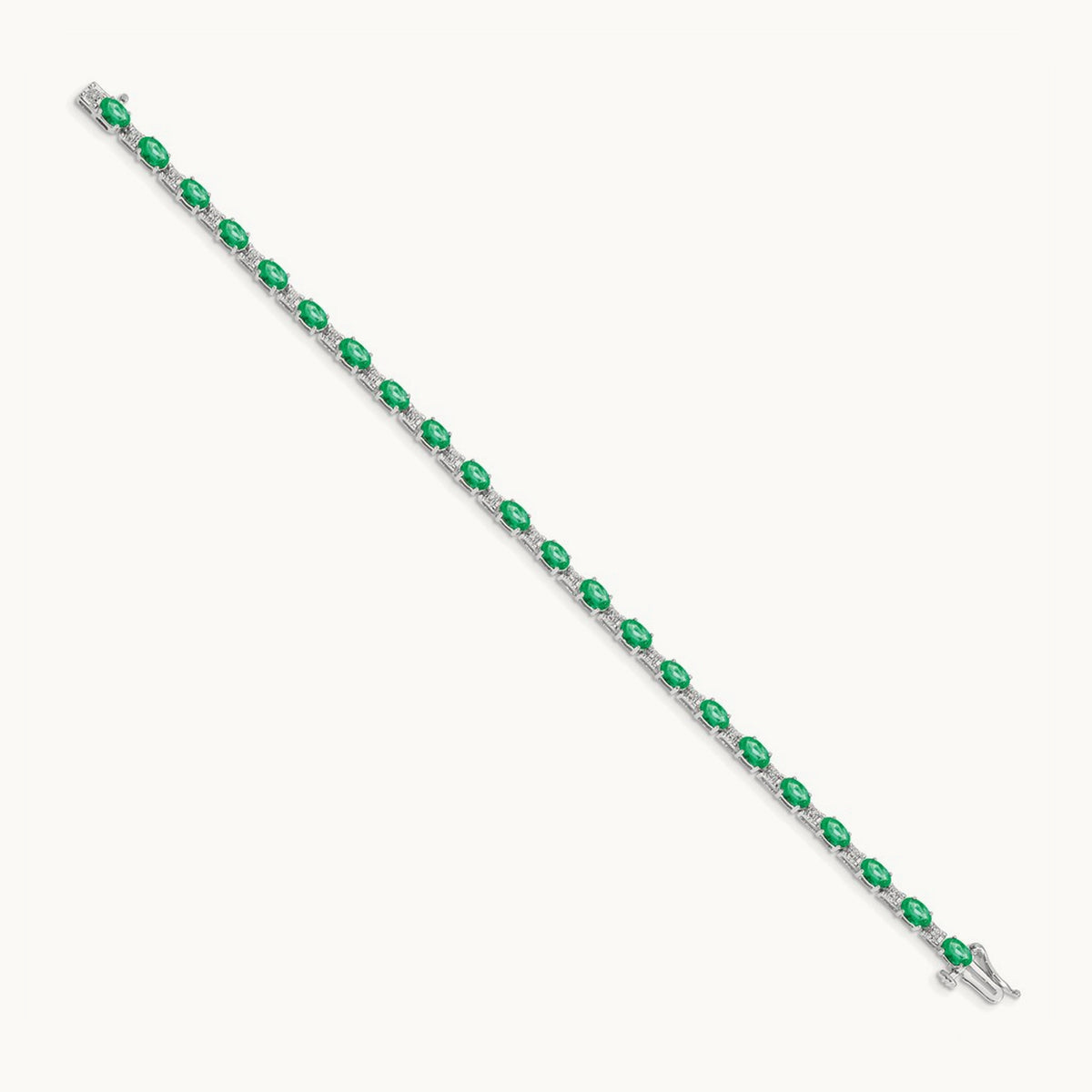 Diamond and Emerald Bracelet, 14K White Gold