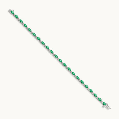Diamond and Emerald Bracelet, 14K White Gold