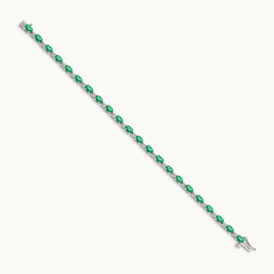 Diamond and Emerald Bracelet, 14K White Gold