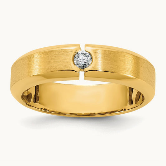 IB Goodman Mens Satin Complete 1/10ct Diamond Ring, 14K Yellow Gold