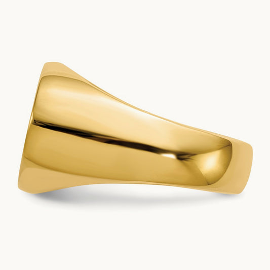 19.0x13. Closed Back Mens Signet Ring, 0mm, 14K